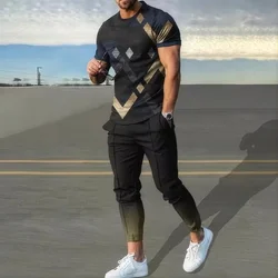 Summer 2025 new fashion men's wear 3D printed casual fashion short-sleeved and long pants outdoor men's wear