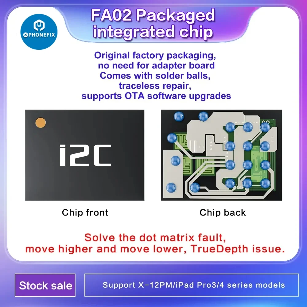 I2C FA02 Integrated Chip Dot Matrix IC A1 Pin for IPhoneX-12Pro Max IPAD Face ID Repair Supports I6S Programmers Repair Tool