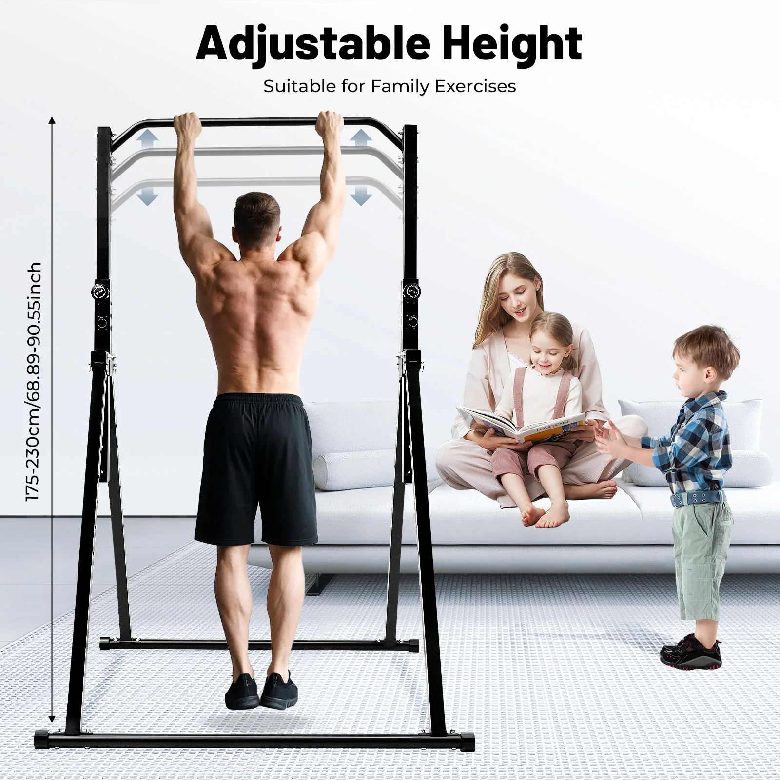 

Triangular Pull Up Station Adjustable Height Home Pull Up Bar Carbon Steel 200kg Capacity 1.75-2.3m for Living Rooms, Bedrooms