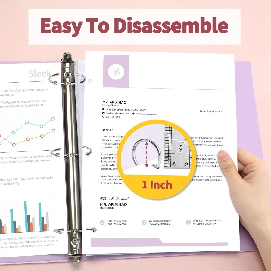 Raccoglitore a 3 anelli da 1 pollice Confezione da 4 Clear View 1 raccoglitori Tre anelli in PVCFree da 8,5x11 pollici per documenti scolastici o in ufficio Pasta assortita