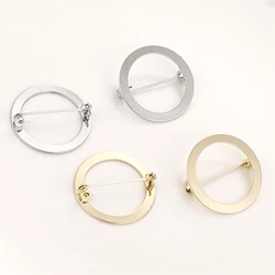 3 pieces  copper wrapped 14K Gold hollow out round pin DIY hand jewelry brooch accessories semi-finished products