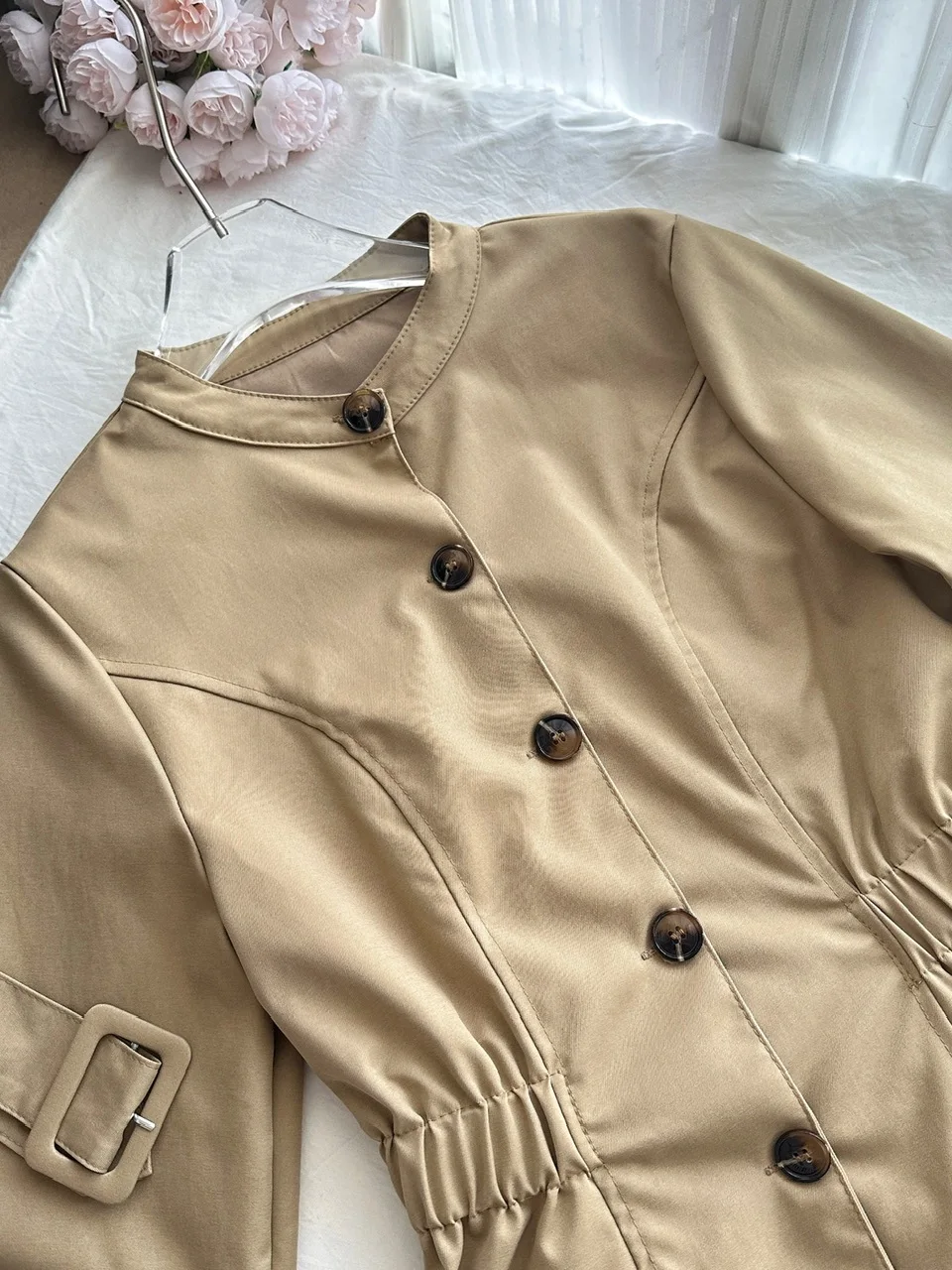 

COGIK Briti Sle Комплект из двух предметов Плащ со съемной талией Плащ Ele Miss Rich Feeling Long Sve ort Length Sin...