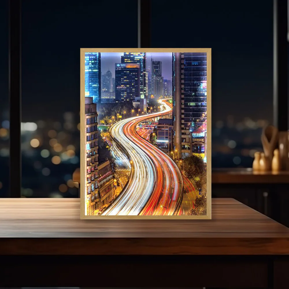 View of the city Anime aesthetic decoration light painting,3 color changing healing night lamp,Personalized gifts for room Decor