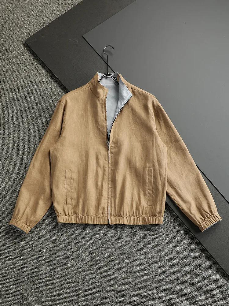 

LP старый стиль денег, высококачественная двусторонняя куртка из импортной льняной ткани с воротником-стойкой на весну и осень