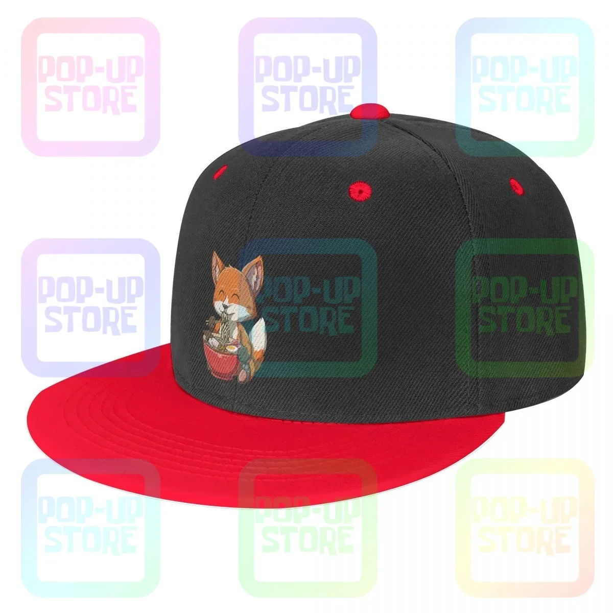 Fox Eating Ramen Ramen Noodle Lovers Fox Themed Snapback Cap Colorful Baseball Caps Cool Hot Deals Hot Selling