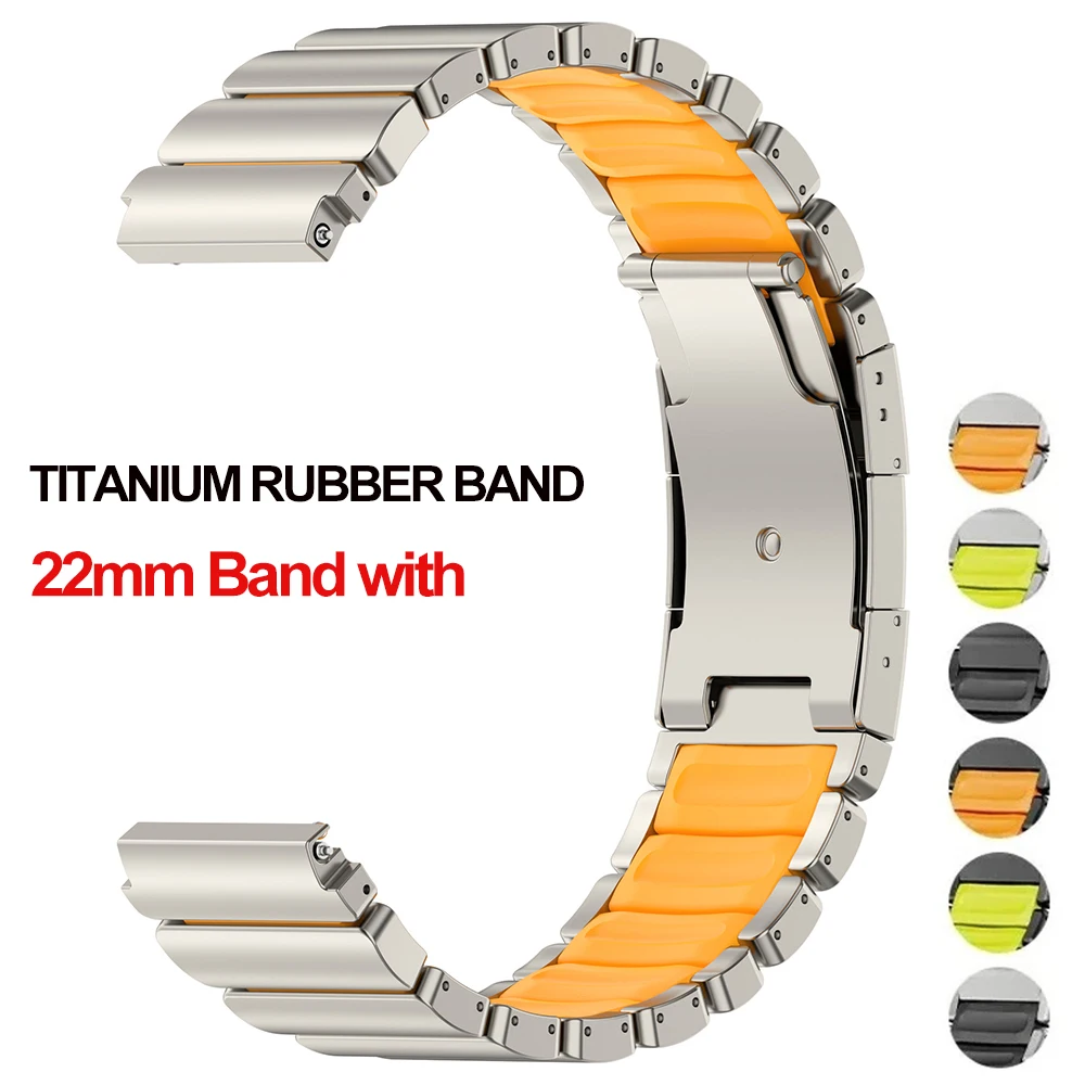 Luxury Titanium Metal Band for Huawei Watch GT6Pro GT6 GT5/4 46mm Ultimate 22mm Rubber Strap For Amazfit Watch Balance Active 2