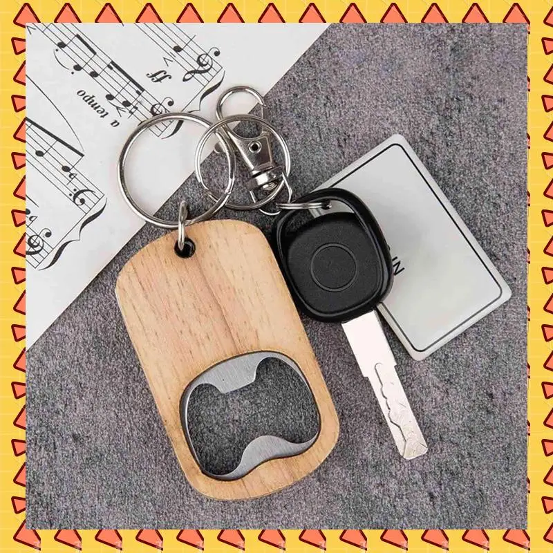 

A008 30 Pcs Wood Bottle Opener Keychain Bottle Openers Set Kit Blanks Engraving Key Chains Key Tag For Home Kitchen Party