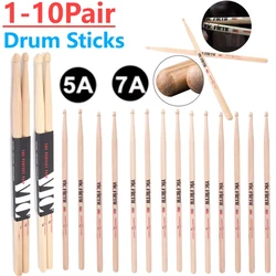 1-10Pair Drumsticks 5A/7A Mallets Jazz Drum Sticks Percussion Consistent Weight and Pitch American Hickory Classic Drum Sticks