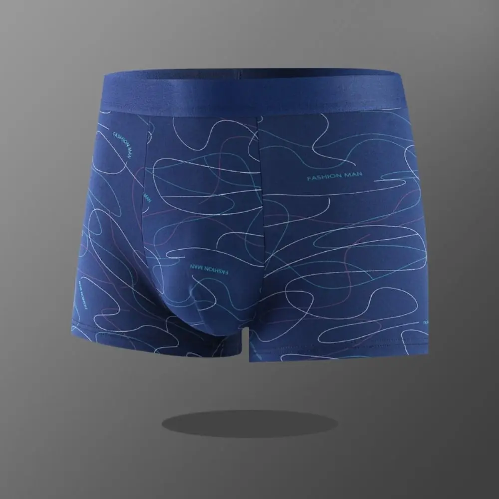 

4Pcs Stripe Letter Men's Flat Panties Large Size Mid Waist Sporty Boxers Shorts Underpants Seamless Men's Underwear Male/Boys
