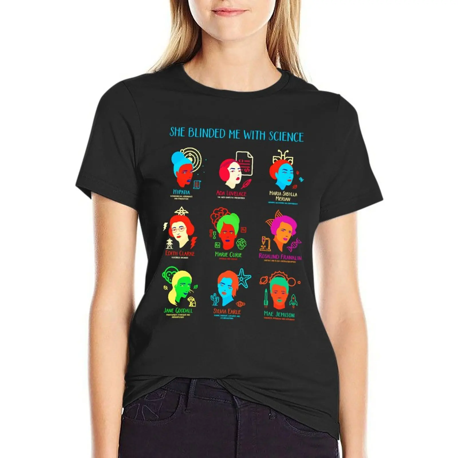

She Blinded Me With Science T-Shirt summer top aesthetic clothes oversized graphic t-shirts for Women