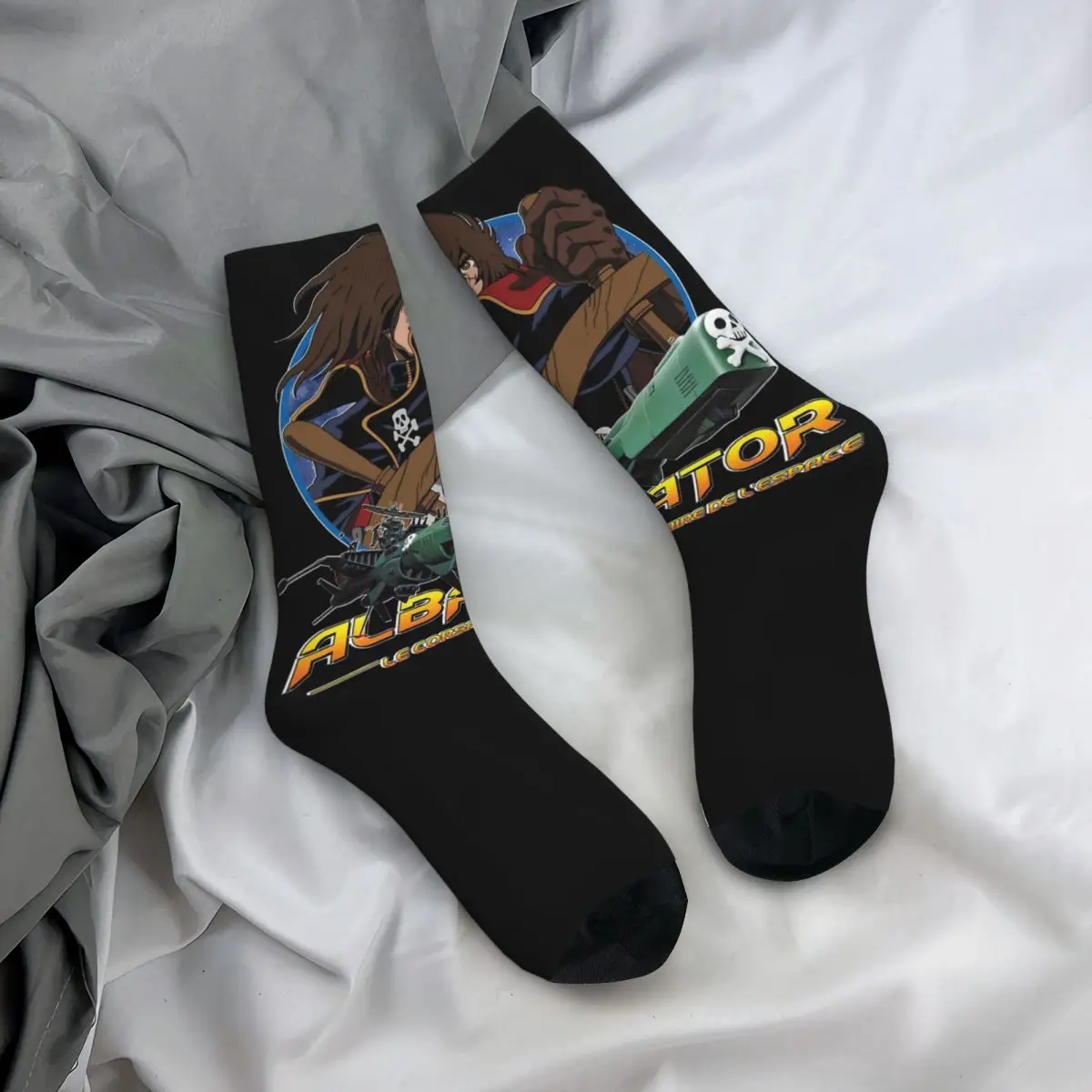 Fashion Male Men Socks Casual Space Pirate Captain Harlock Albator Sock High Quality Women Sock Spring Summer Autumn Winter