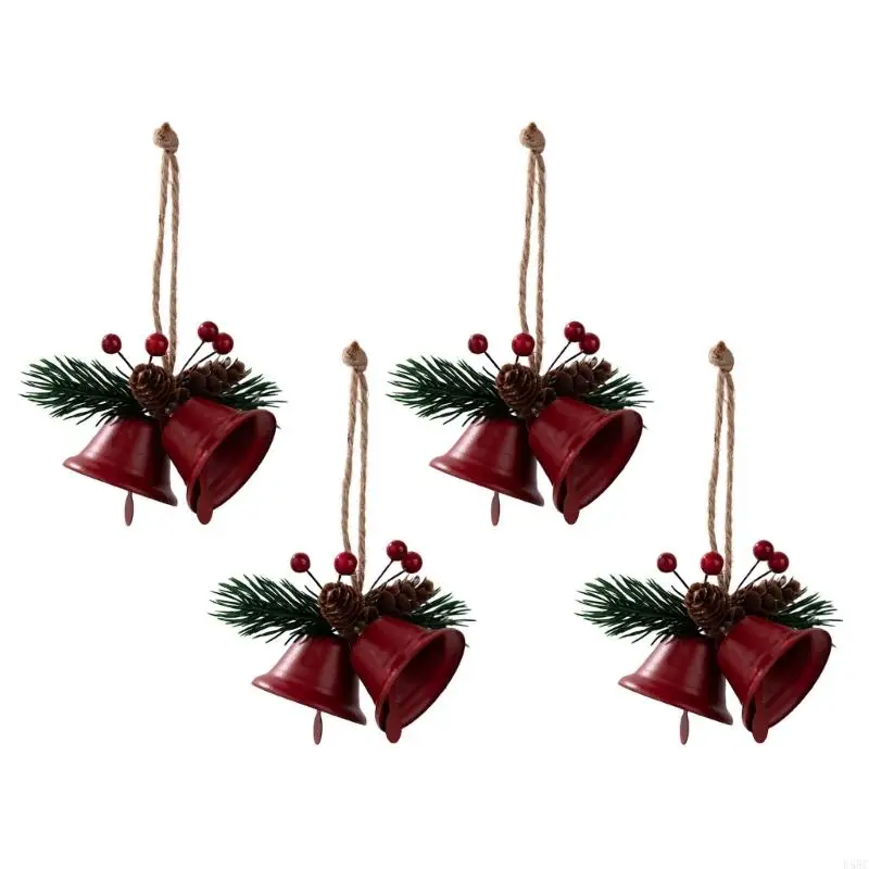 4 قطع أجراس عيد الميلاد زينة عيد الميلاد ديكورات الجرس المعلقة لحفلات المنزل