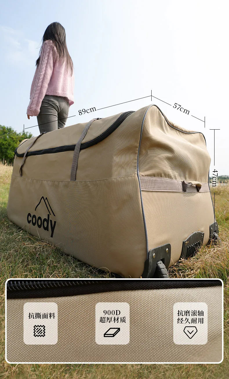 Bolsa de viagem personalizada Coody de grande capacidade 89x57x47cm em tecido à prova d'água para acampamento ao ar livre
