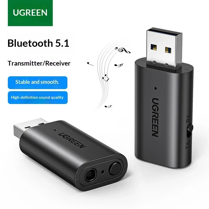 UGREEN 60300 Bluetooth 5.1 Audio Transmitter Receiver 2 in 1 USB AUX 3.5mm Wireless Adapter for Car Stereo