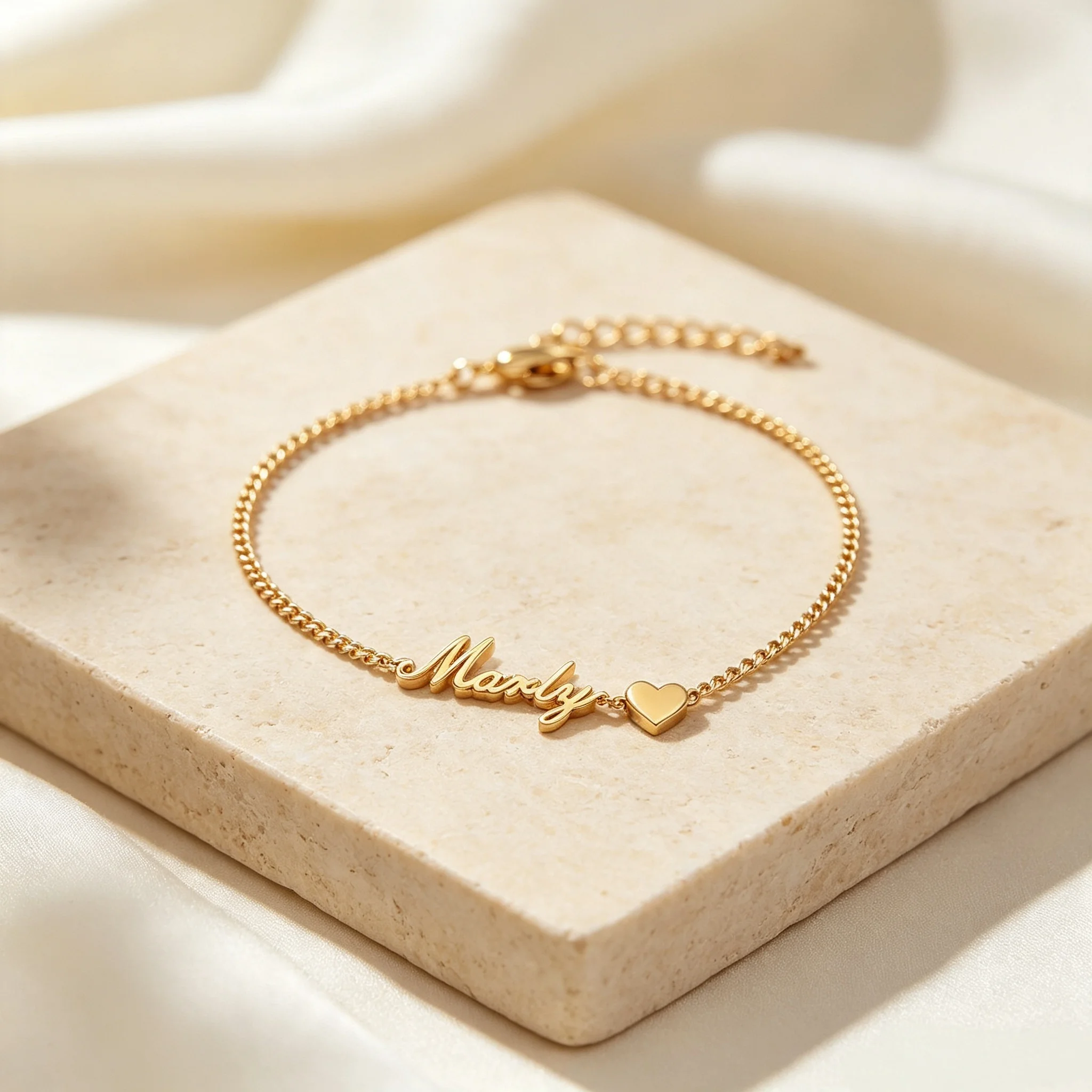 Custom heart-shaped name stainless steel bracelet, exquisite font personalized jewelry, sweet commemorative gift for your belove