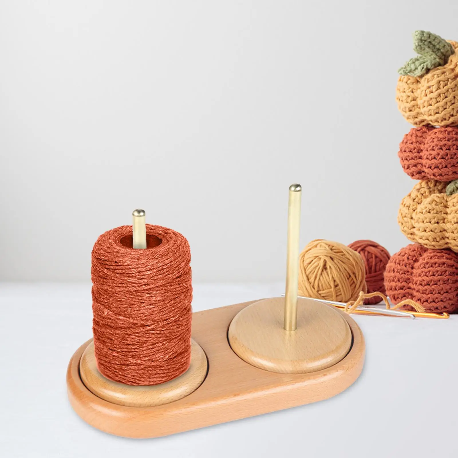 

Creative Wooden Yarn Holder Hold 2 yarns Presents Reuseable Practical Wool