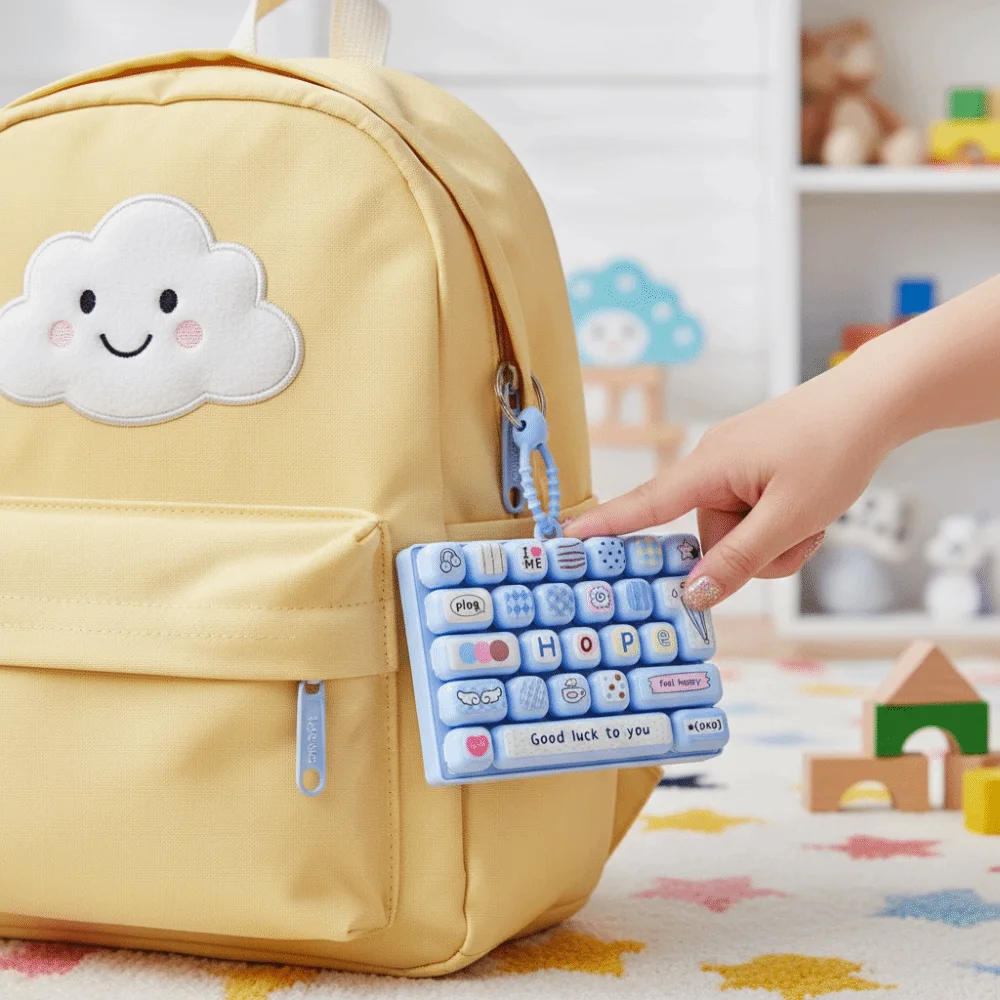 Keycap Clicker 26 Key Keycap Keychain Never Closed Cute 26 Button Keychain Cartoon Colorful Fidget Keychain Children Gift