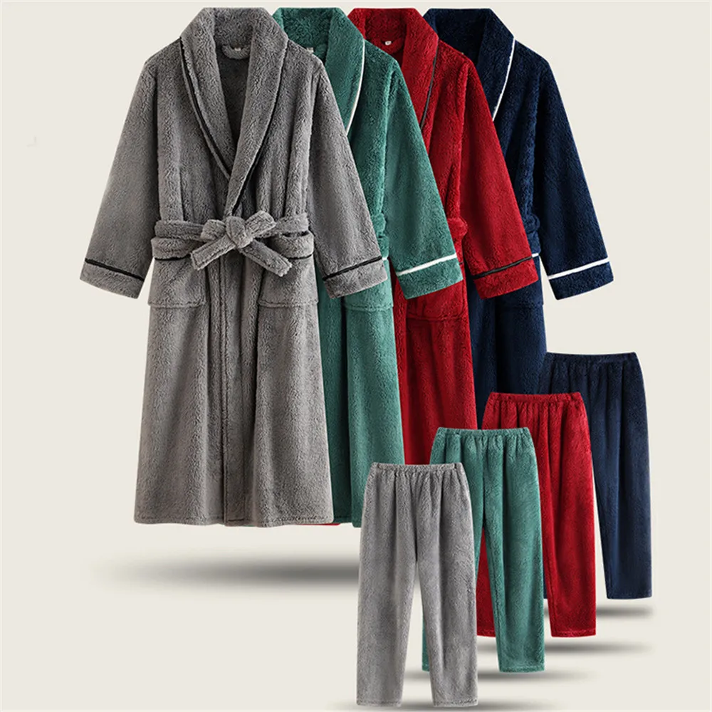 autumn-flannel-long-robe-pants-pajamas-set-winter-thickened-warm-trouser-pijamas-suit-loose-coral-fleece-homewear