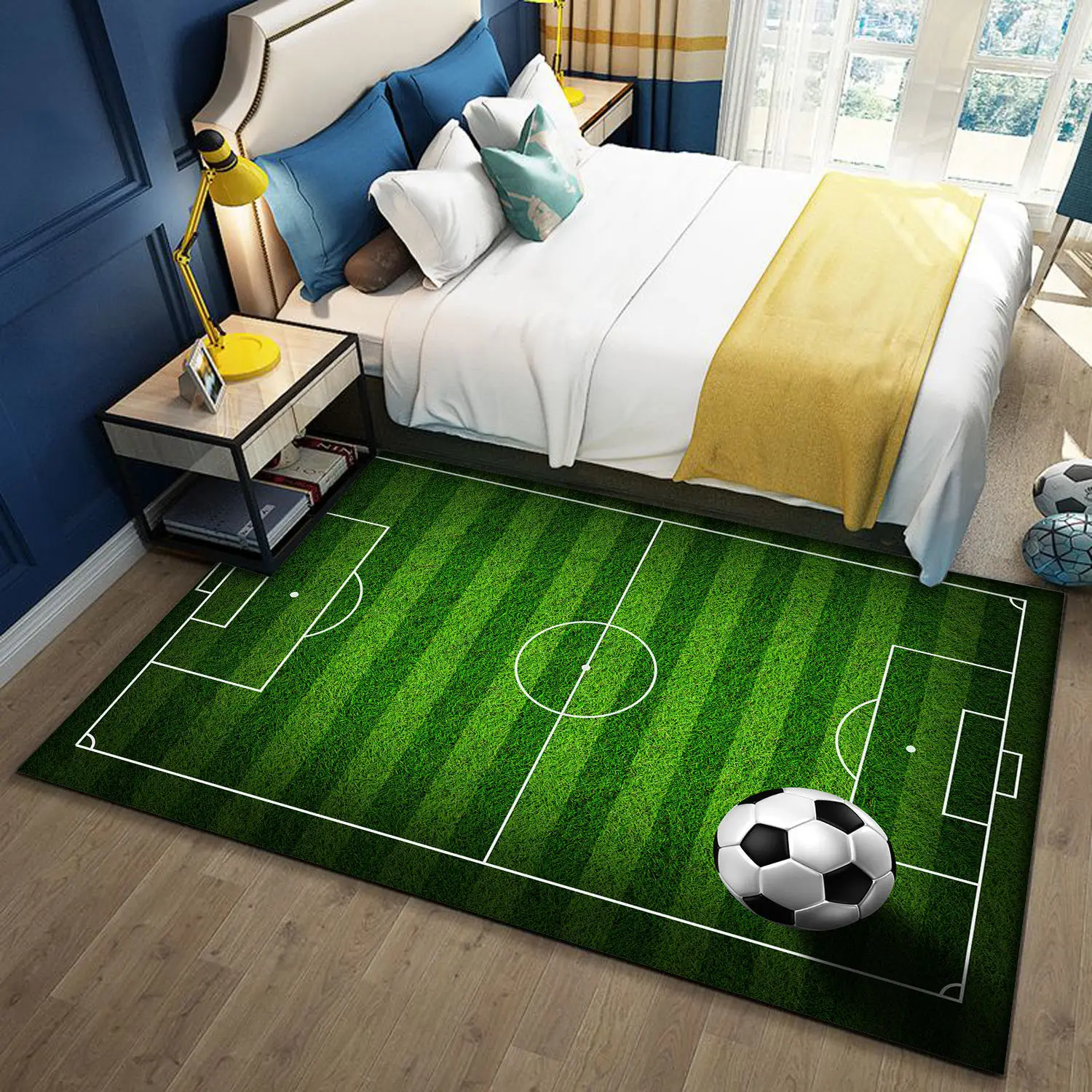 Football Field Carpet for Living Room Home Decor Children\'s Play Anti-slip Large Area Rugs Bedroom Bedside Foot Pad Bath Doormat