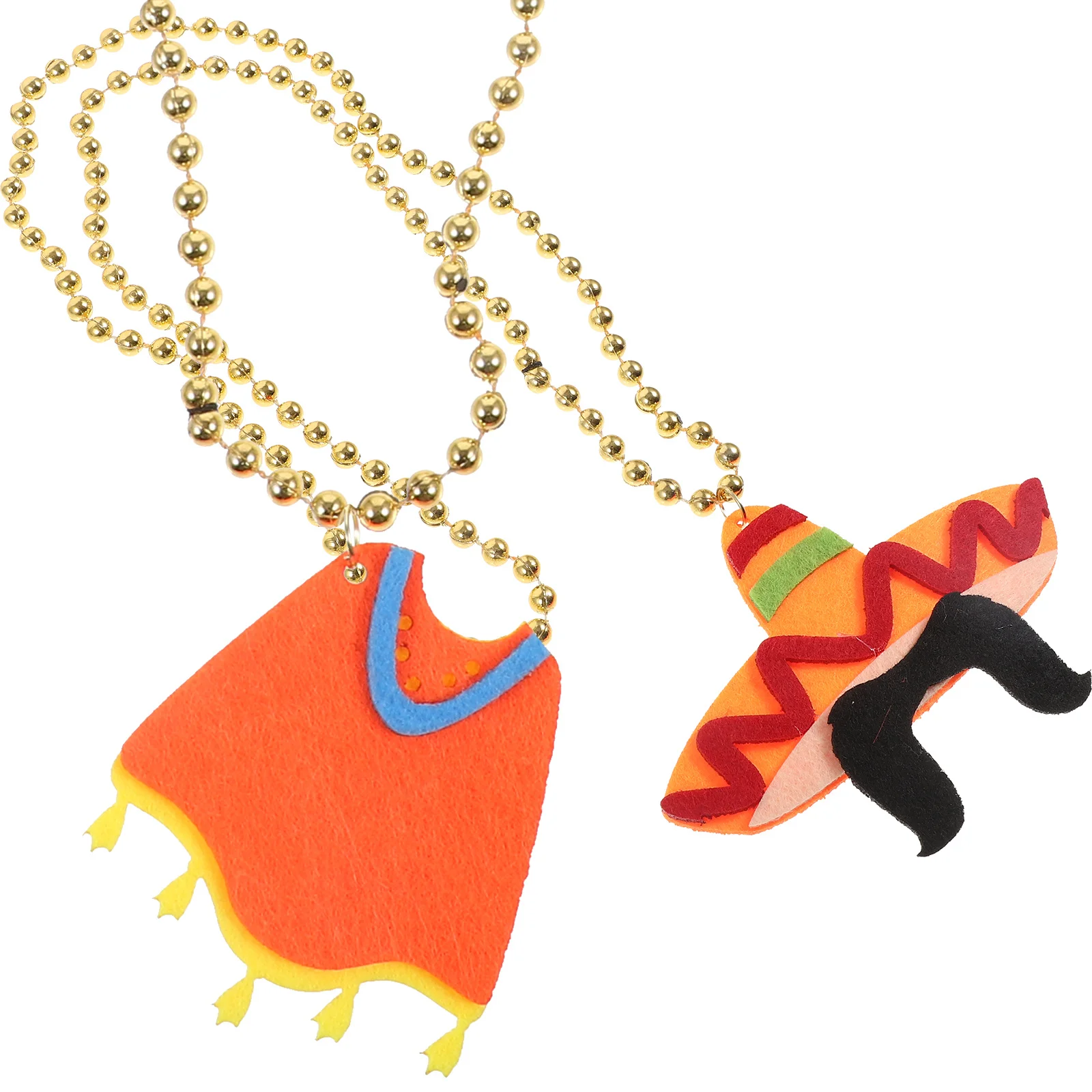 2Pcs Fiesta Party Necklace Colorful Mexican Theme Hanging Charm for Carnival Birthday Christmas Decoration Lovely Cartoon