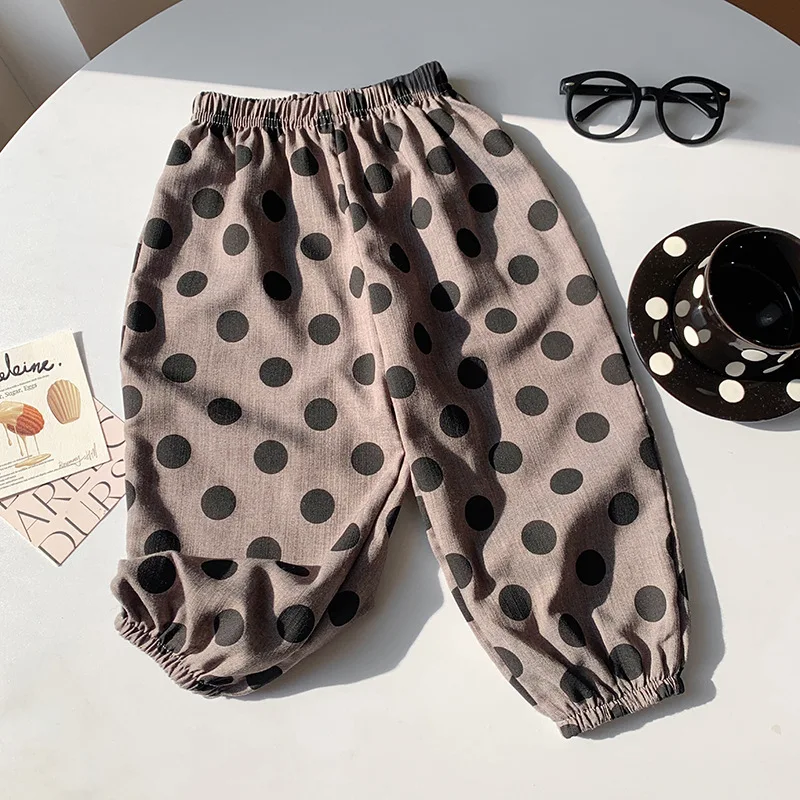 2026 Spring and Autumn New Children's Polka Lantern Pants for Boys and Girls Loose Casual Baby Cute Trendy Pants