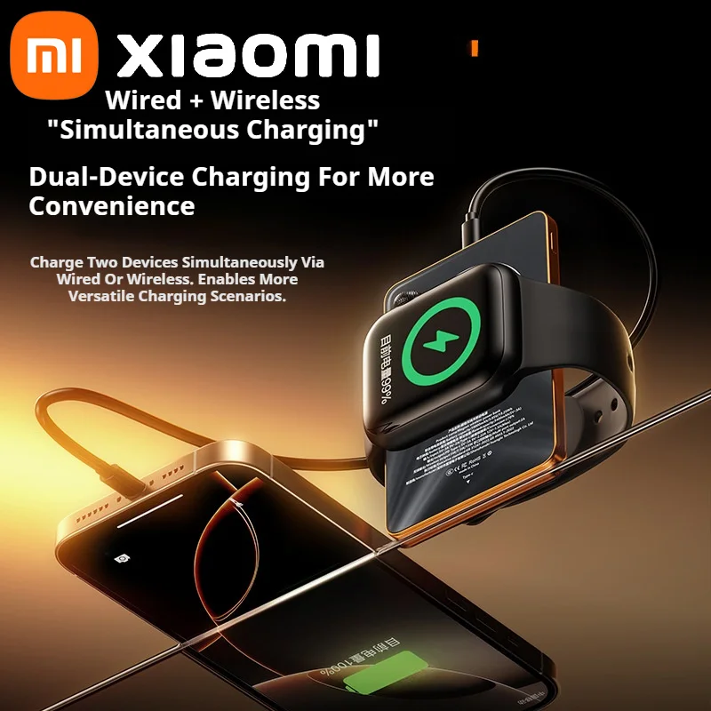 بطارية باور بانك مغناطيسية Xiaomi 10000mAh 3 في 1 QI 15 وات شحن سريع لاسلكي مع شاشة ذكية لساعة iPhone Airpods #5