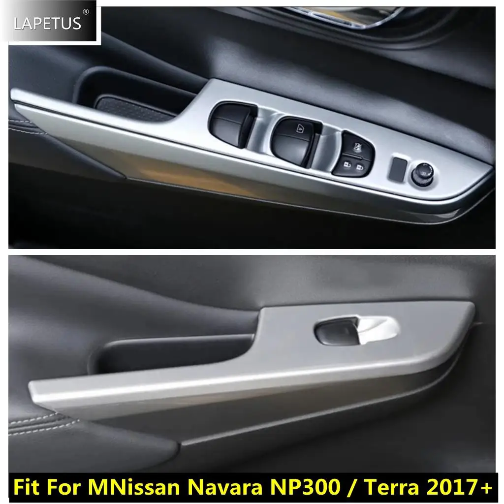 

Car Accessories Door Armrest Window Lift Button Panel Cover Trim Fit For Nissan Navara NP300 / Terra 2017 - 2021 Carbon Fiber