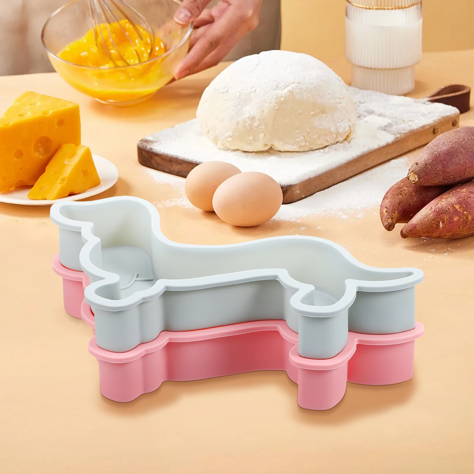 

2pcs Silicone Baking Mold Cute Dachshund Large Size Cake Tools Non Stick Chocolate Candy Mousse Jelly Pudding DIY