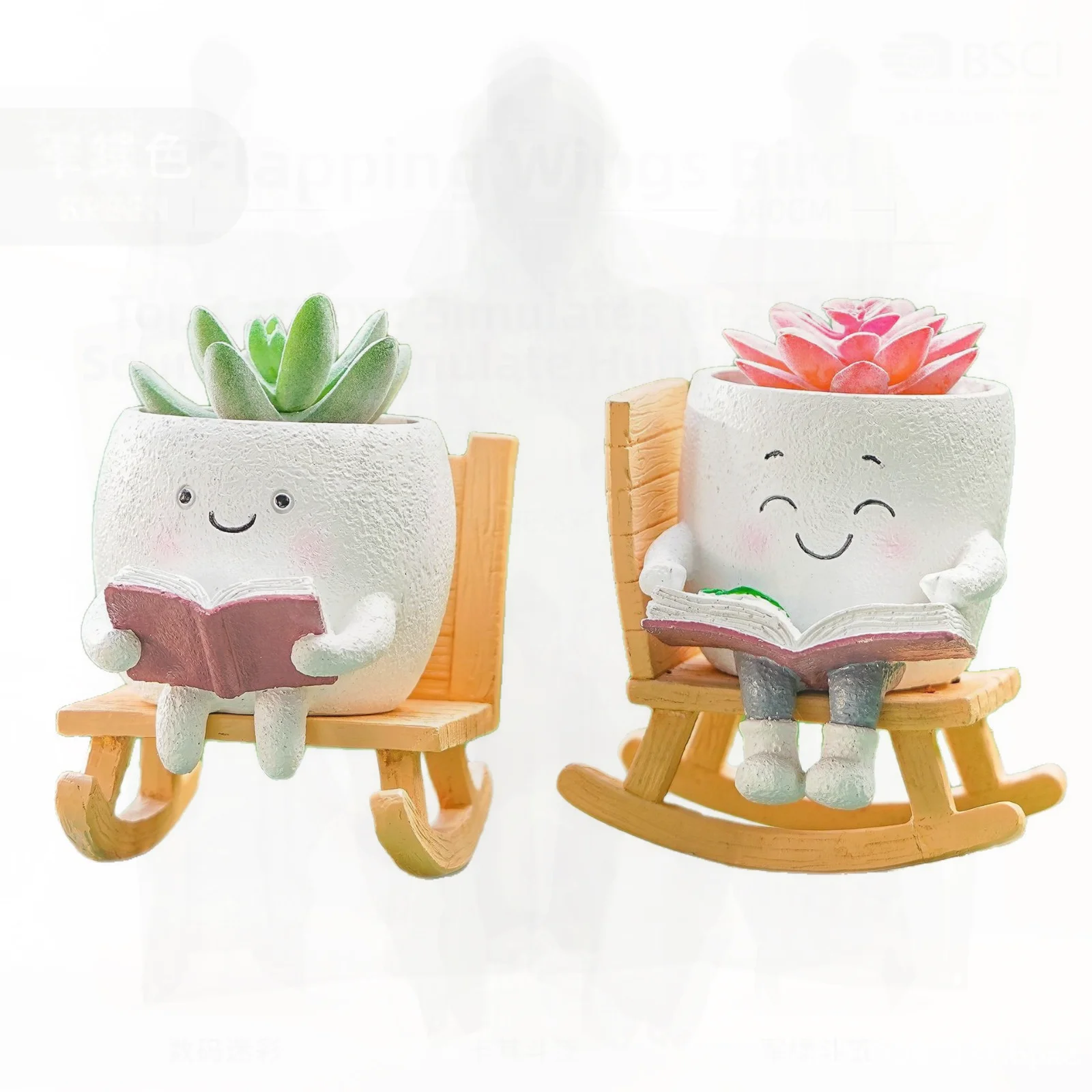 

European Style Resin Rocking Chair Flower Pot Craft Plant Vase Gardening Decoration Unique Home Decor Exclusive Supply