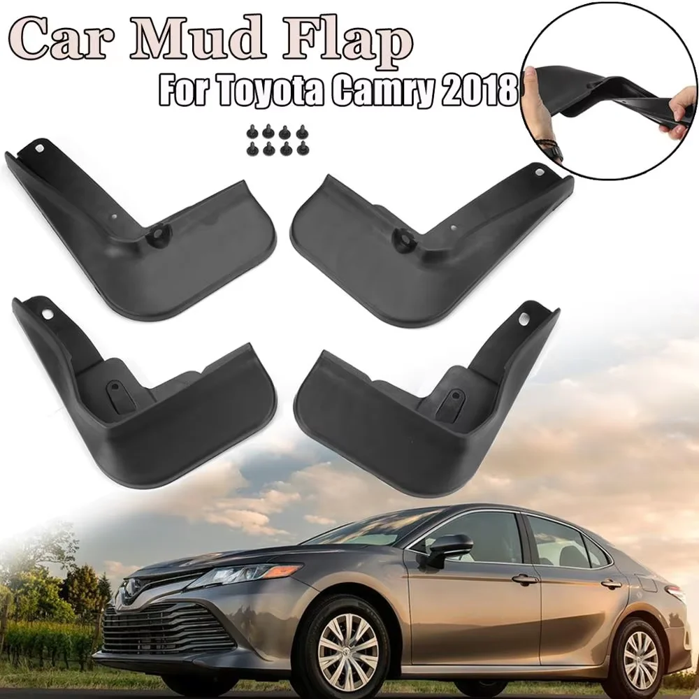 

4PCS 2018 Toyota Camry Mud Flaps Kit - Universal Fit Front & Rear Splash Guards (Black) | Anti-Rust Car Accessories