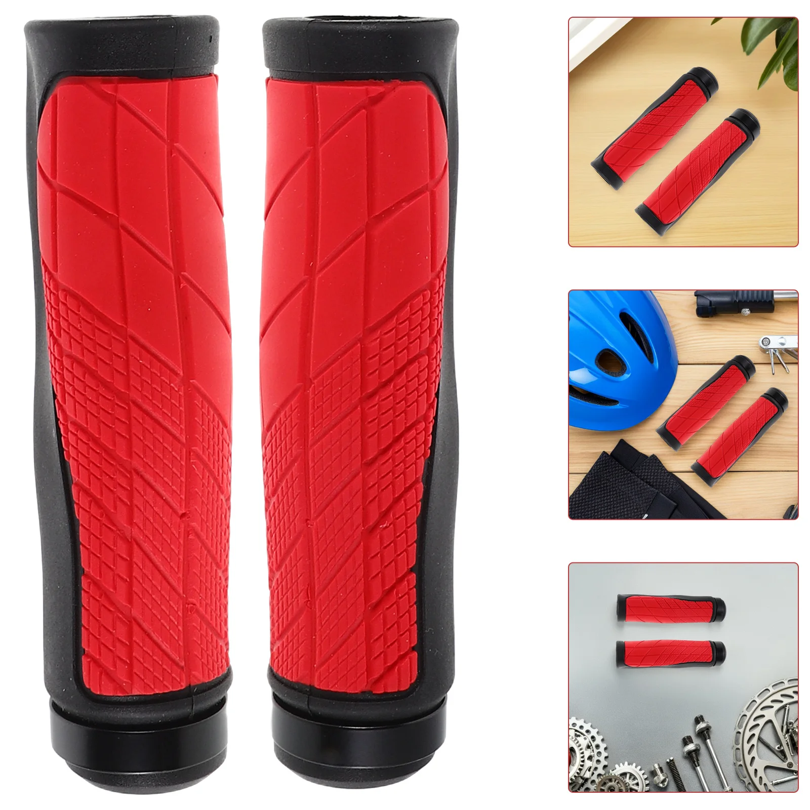 

1Pair Mountain Bike Grips Nonslip Rubber Ergonomic Design Shock Absorption High Compatibility for Various Bikes