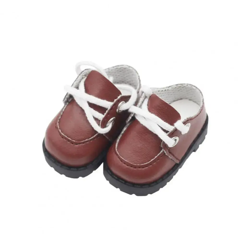 Doll Accessories PU Leather Doll PU Leather Shoes Lightweight 1 Pair Miniature Shoes Cute Mini Dress Up Shoes Clay Dolls