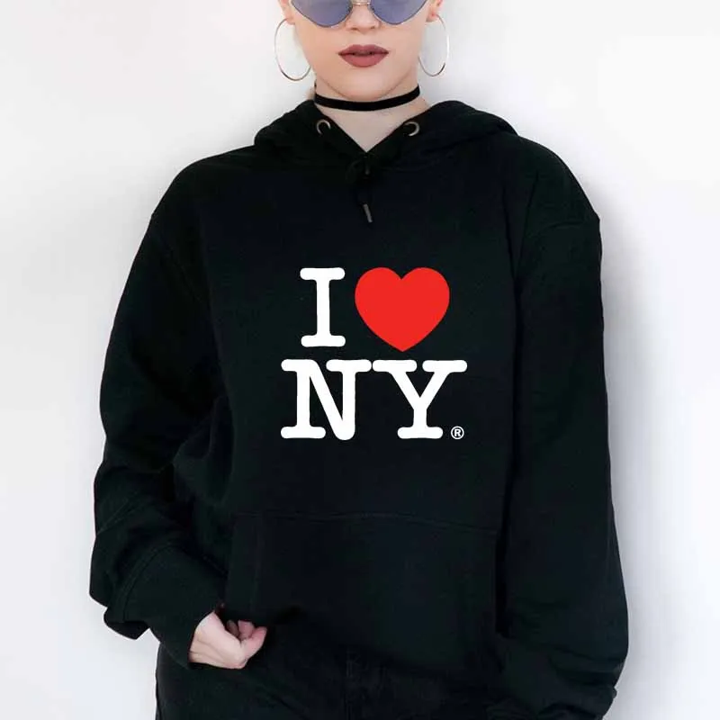 I Love Heart NY New York Women Hoodies Pure Cotton Long Sleeve Vintage Retro Simple Woman Clothing Winter Clothes Ladies Hoody