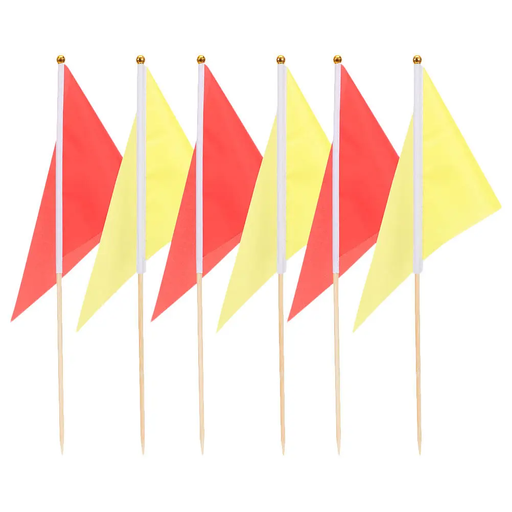 6Pcs Weather Resistant Triangular Marker Flags Polyester Bamboo Material Ideal for Lawn Yard Garden Construction Survey