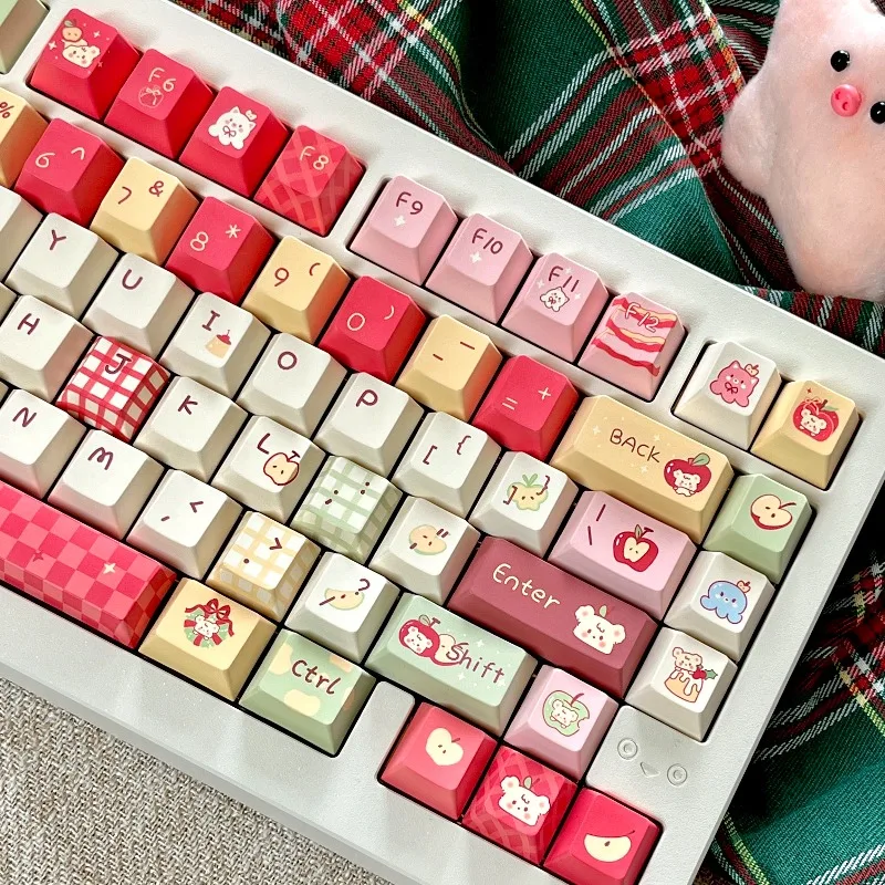 Little Bear Toast Theme Keycaps Set Customized PBT Sublimation Cherry Profile Keyboard Cap for Mechanical Keyboard Accessories