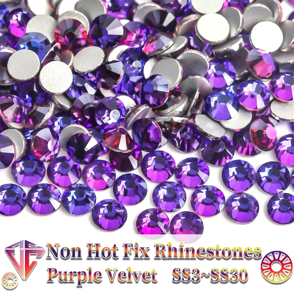 Neue lila Samt Kristall lose стразы nicht Hot Fix Strass Glas Strass nicht Hotfix Strass DIY Nägel Dekorationen f0239