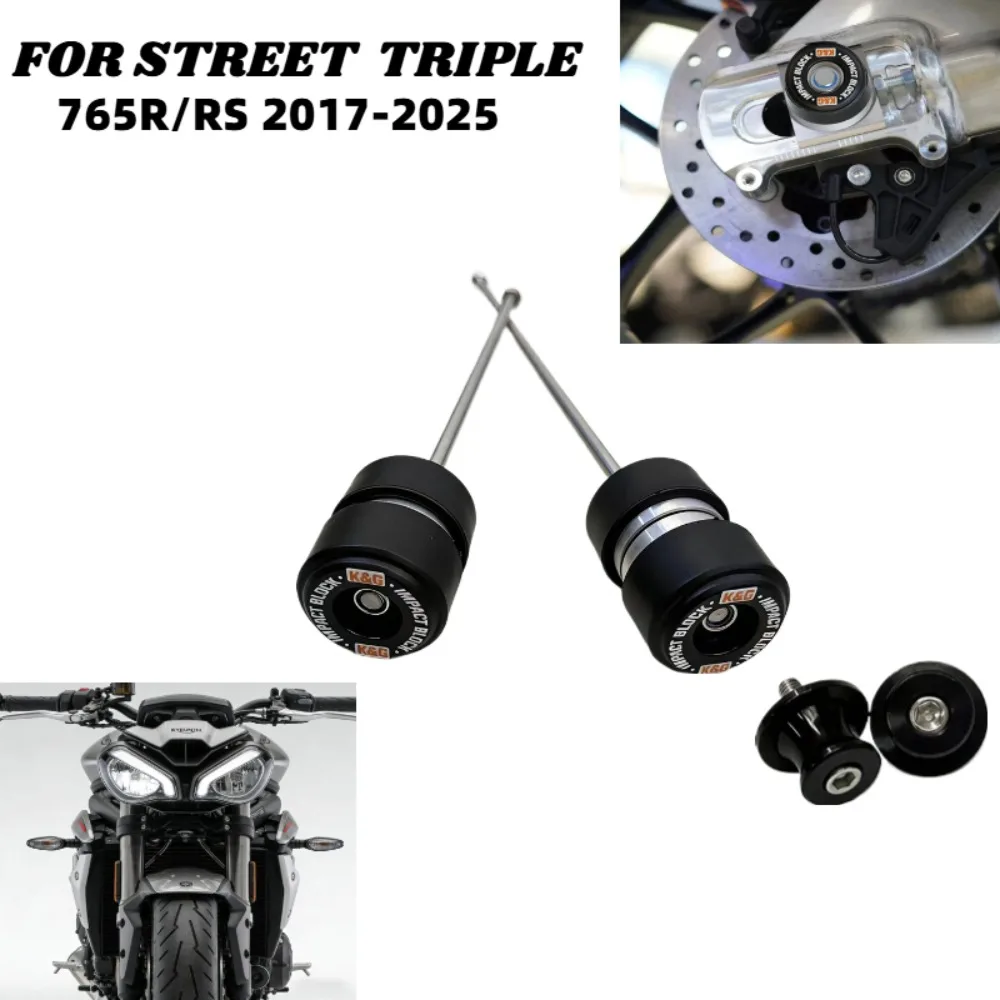 

For Triumph Street Triple 765 R S RS 675 R RX Street Triple 660S 2025 Front and Back Axle Fork Crash Slider Wheel Protector