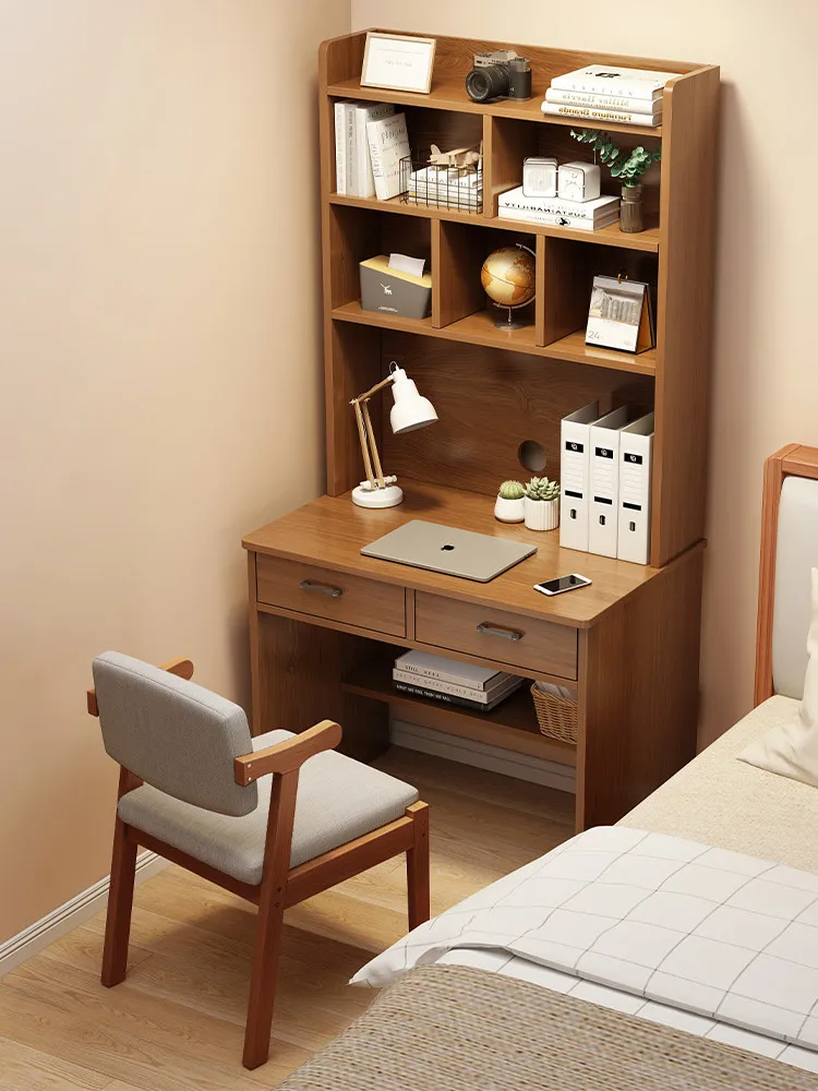 

Small apartment desk, bookshelf integrated table, home adult computer desk, bedroom student study table, writing desk table