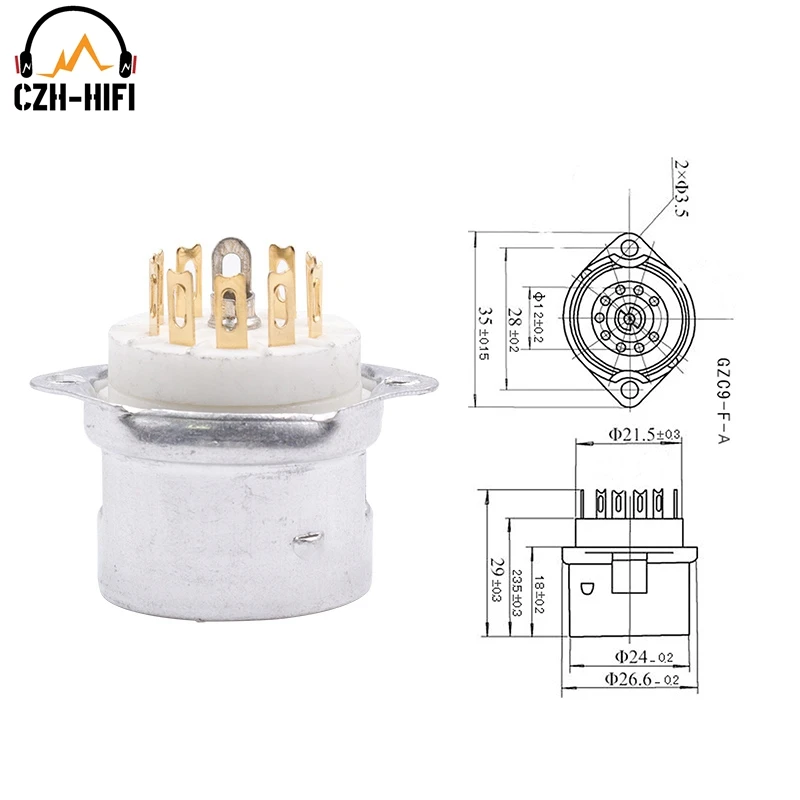 1pc 9pin B9A Vakuum Rohr Buchse Ventil Basis für 12AX7 6DJ8 5670 6922 EL84 12AT7 12AU7 mit Aluminium schild Vintage Audio DIY – Detail 3