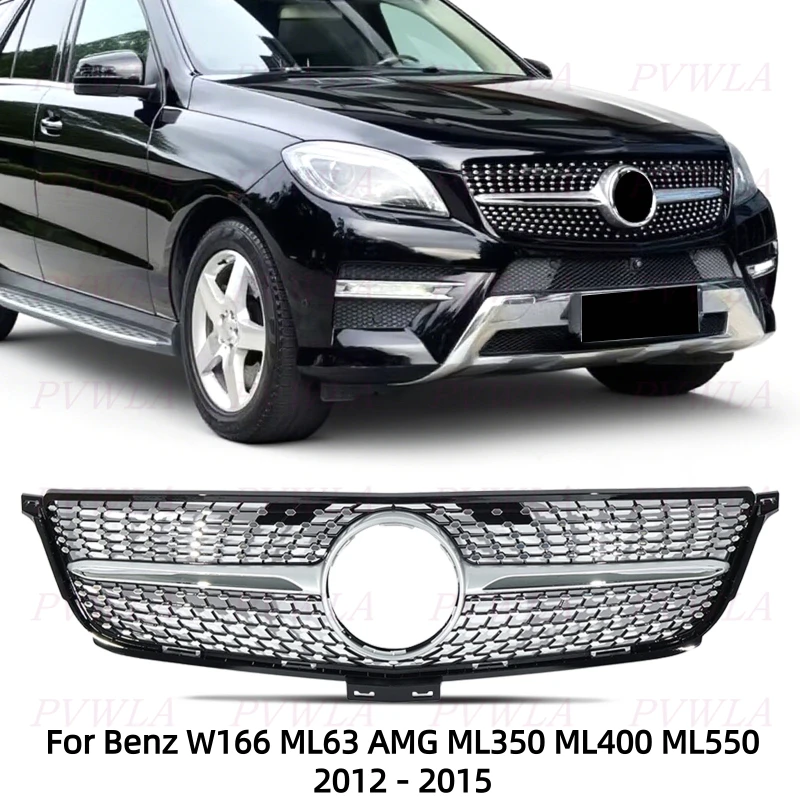 

Chrome Center Grille For Benz W166 ML63 AMG ML350 ML400 ML550 2012 2013 2014 2015 Cover Middle Net Car Accessories 1668800985