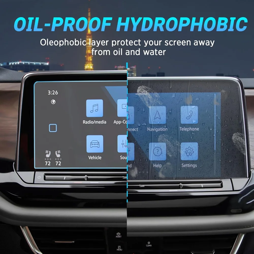 12 بوصة واقي للشاشة ل Volkswagen Atlas 2024 2025 نظام تحديد المواقع والملاحة الزجاج المقسى طبقة رقيقة واقية المضادة للخدش الملحقات