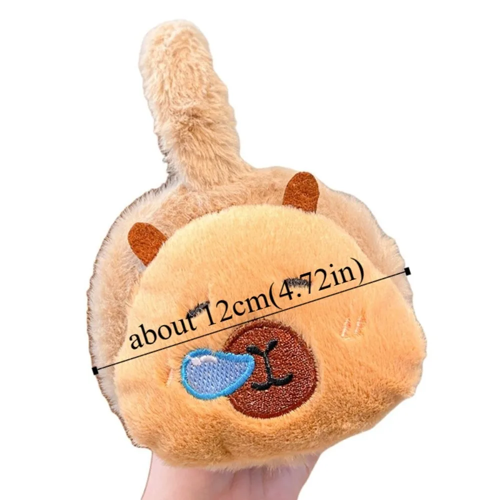 Penutup Telinga Boneka Kapibara Kartun Tebal Anti Angin Penutup Telinga Hangat Motif Hewan Elastis Lembut Anti Dingin Masker Telinga untuk Aktivitas Luar Ruangan