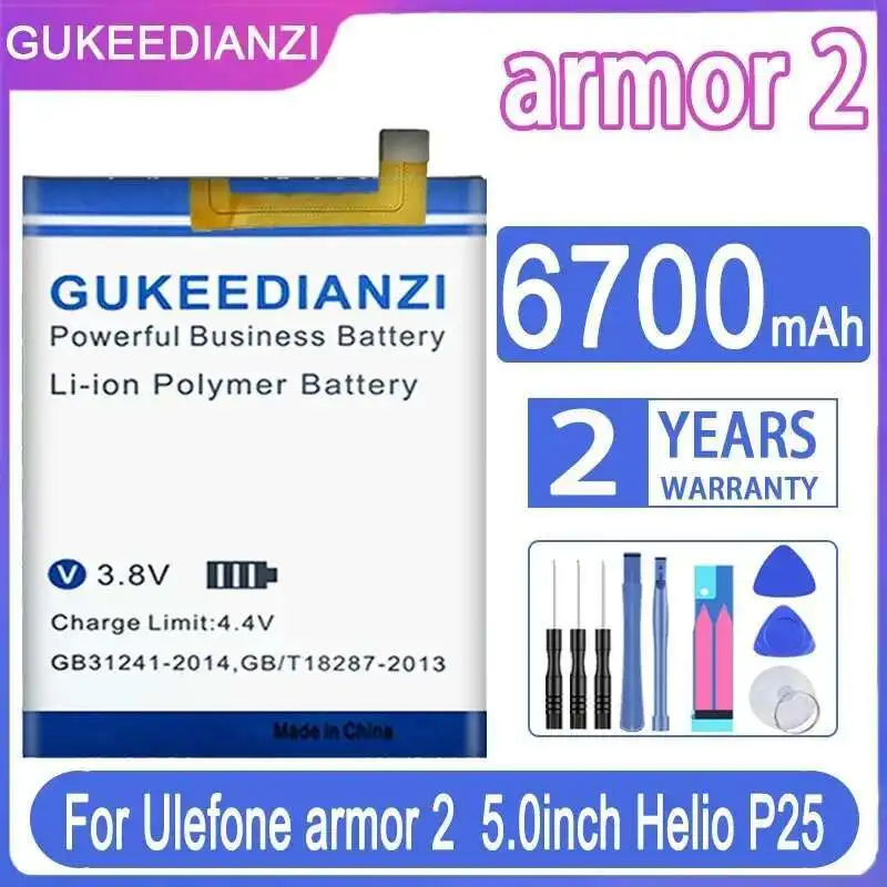 

For Ulefone Armor 2 5.0Inch Helio P25 Mobile Phone Battery 6700Mah High-Capacity