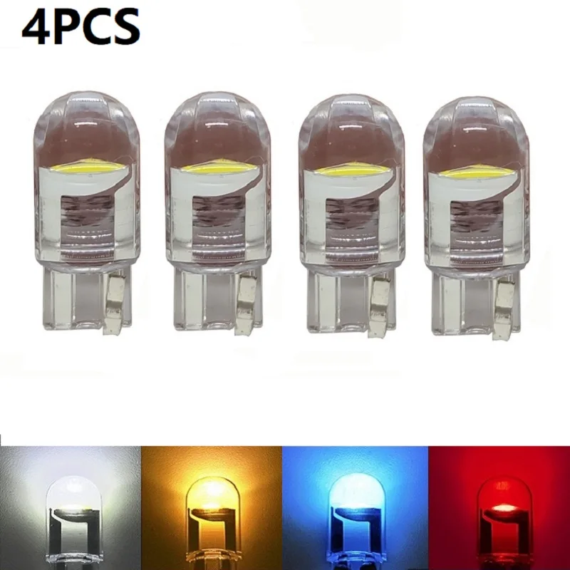 

4PCS 2022 New T10 W5W WY5W 168 501 2825 COB LED Car Wedge Parking Light Side Door Bulb Instrument Lamp Auto License Plate Light