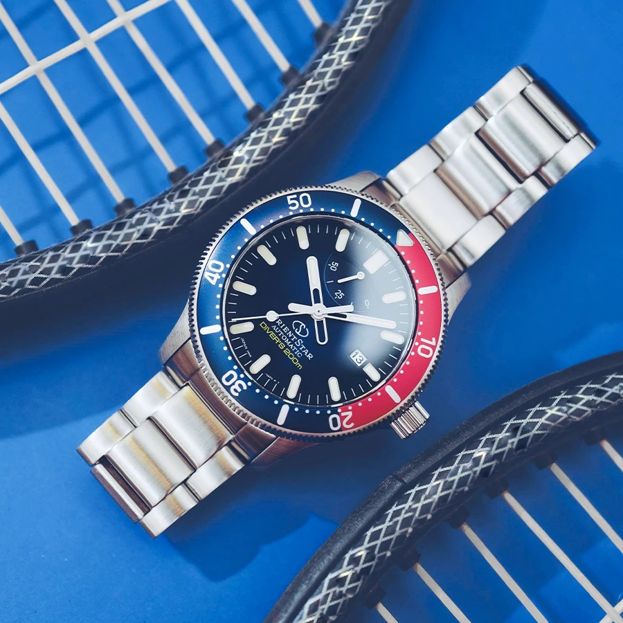 ساعة أورينت ساعة ميكانيكية أوتوماتيكية للرجال من سلسلة أورينتال ستار، ساعة غوص رياضية