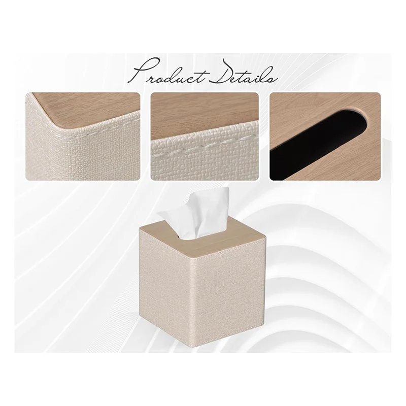 

Tissue Box Cover Square PU Leather Facial Tissue Box Holder For Dresser Bathroom Decorab13