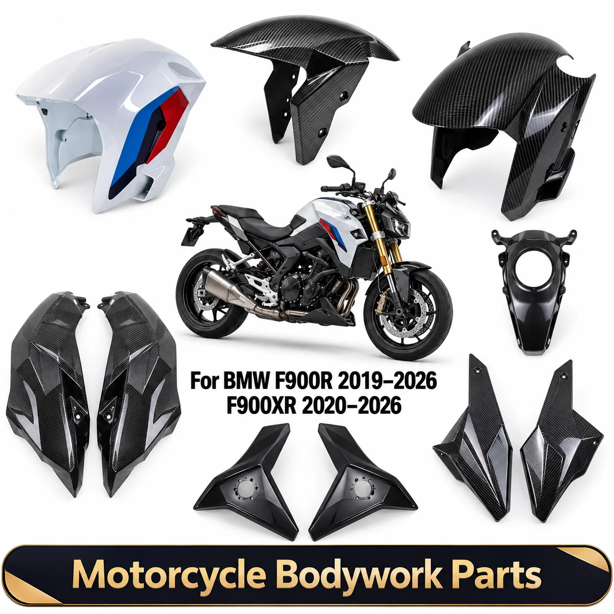 Front Rear Fender Extended Mudguard Battery Cover Fairing Water Tranf For BMW F900R 2019-2026 F900XR 2020-2026 Body & Frame Cove