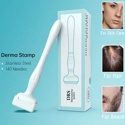 Cuidado de la piel facial Derma Stamp Microneedle DRS Derma Roller System 140 agujas para el crecimiento de la barba cuero cabelludo recrecimiento del cabello cicatrices de acné