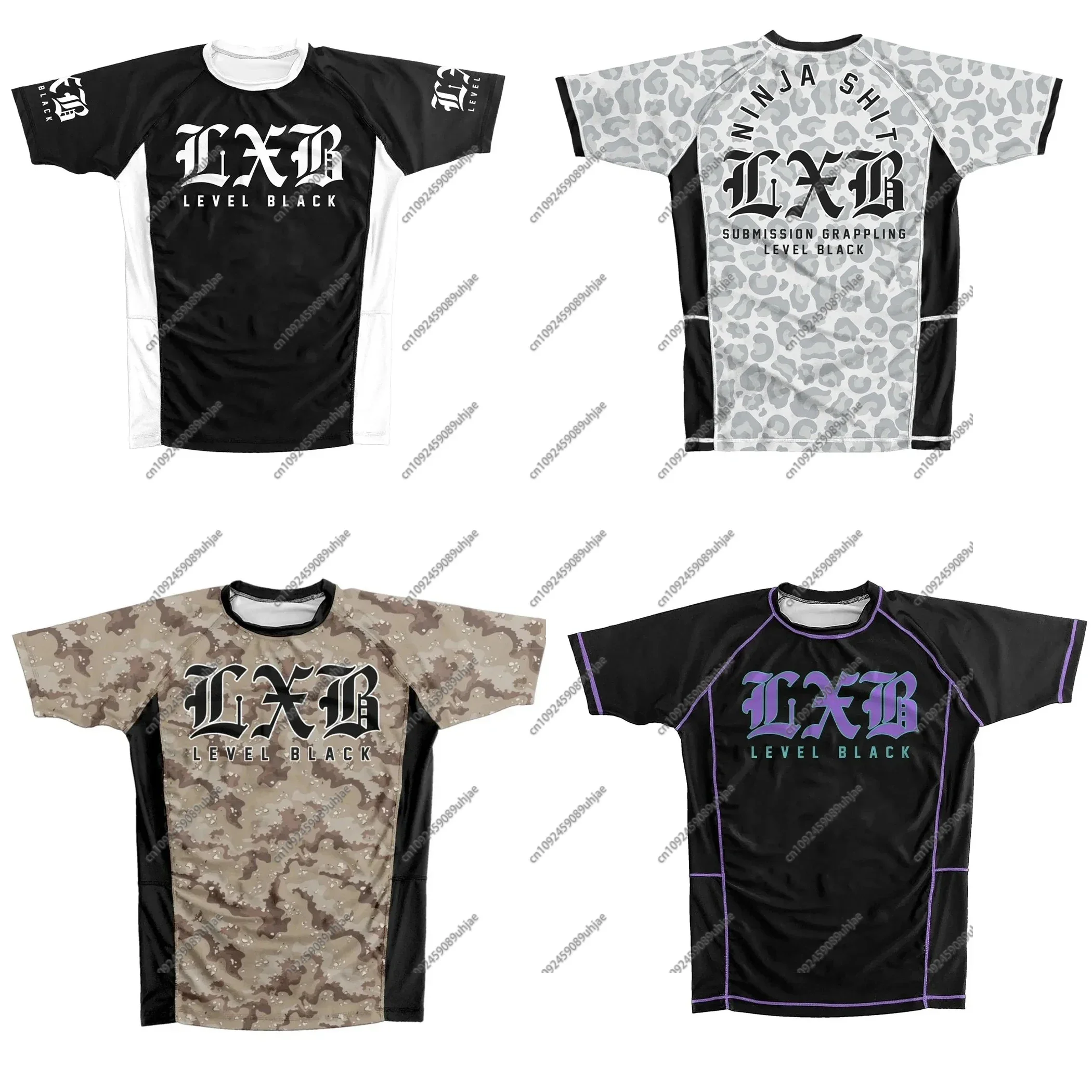 

LXB AJJ Fashion T Shirt LEVEL BLACK Casual Gym Short-sleeved Oversized ADCC RASH GUARD Jersey T-shirt Quick Drying Top Tees