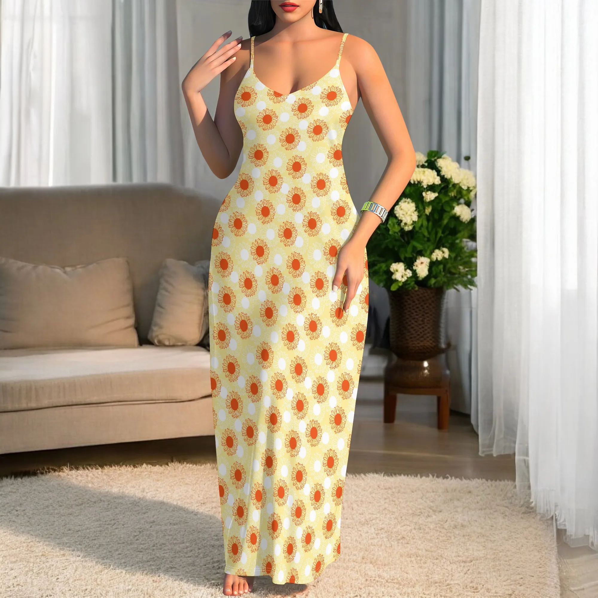 

Women's Floral Print Maxi Dress Spaghetti Strap Casual Elegance for at home, Go out, Party